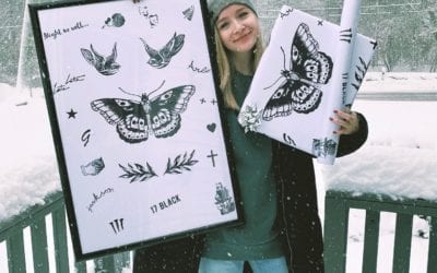 We’re doing a highly requested #giveaway! Our @society6 Harry’s Tattoos wrapping paper has been flying off the shelves and we wanted to give TWO of you your own for this holiday season!!